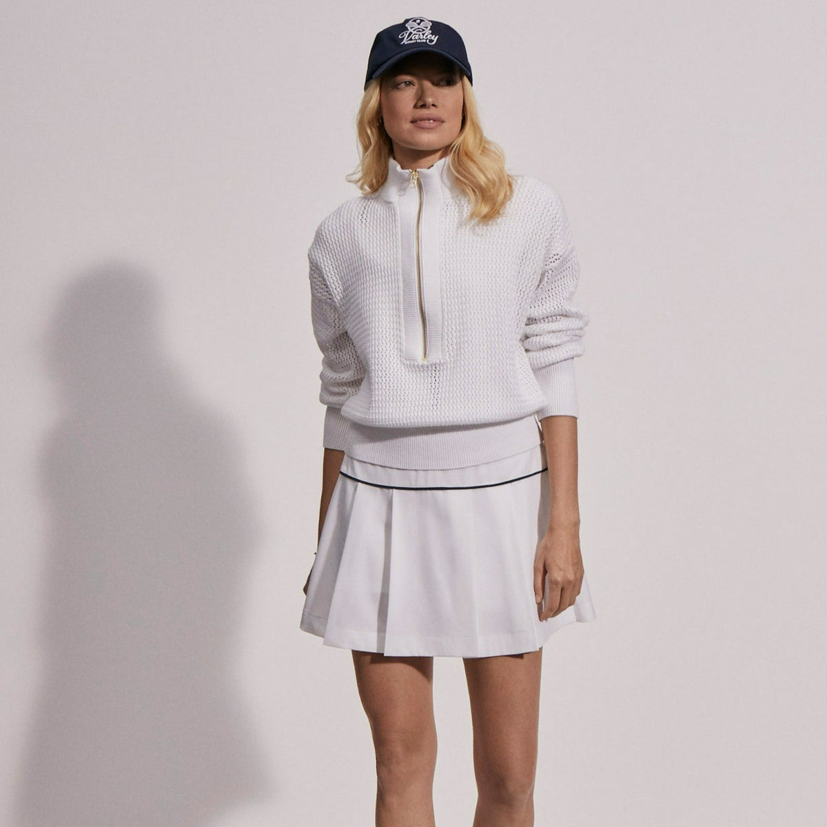 Varley_Aurora Half - Zip Knit - White