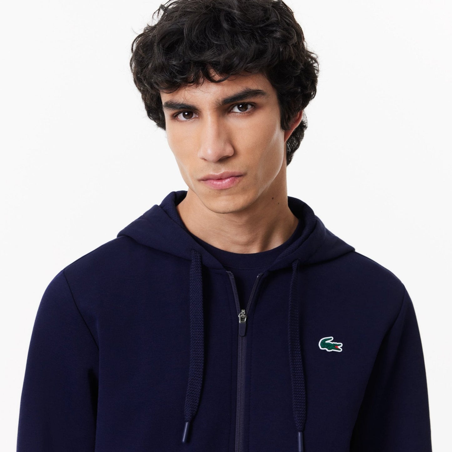 Lacoste_Sweatshirt desportiva com fecho e capuz - Azul marinho